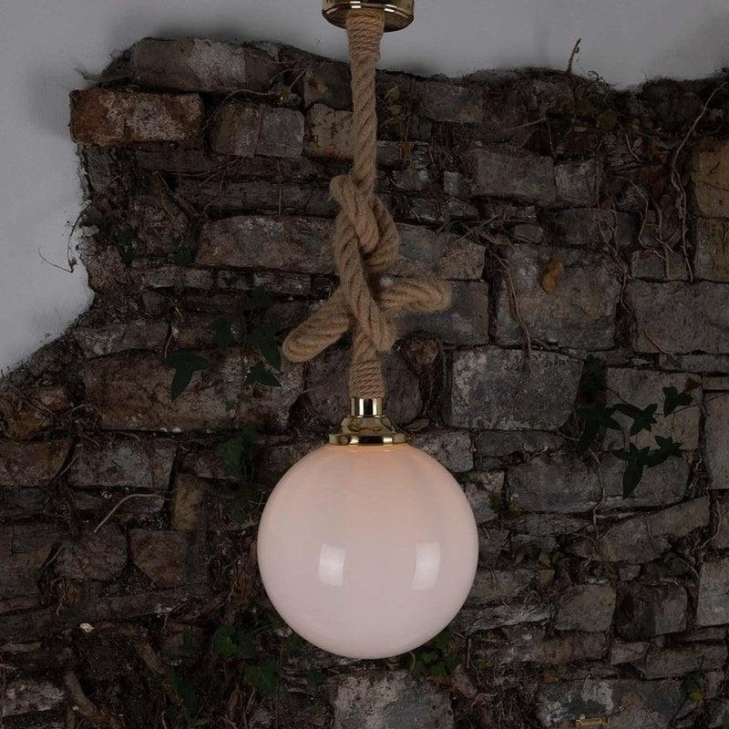 Azores Jute Rope Pendant With Opal Glass-Mullan Lighting-Antique Brass-150cm-nirohome