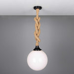 Azores Jute Rope Pendant With Opal Glass-Mullan Lighting-Powder Coated Matt Black-150cm-nirohome