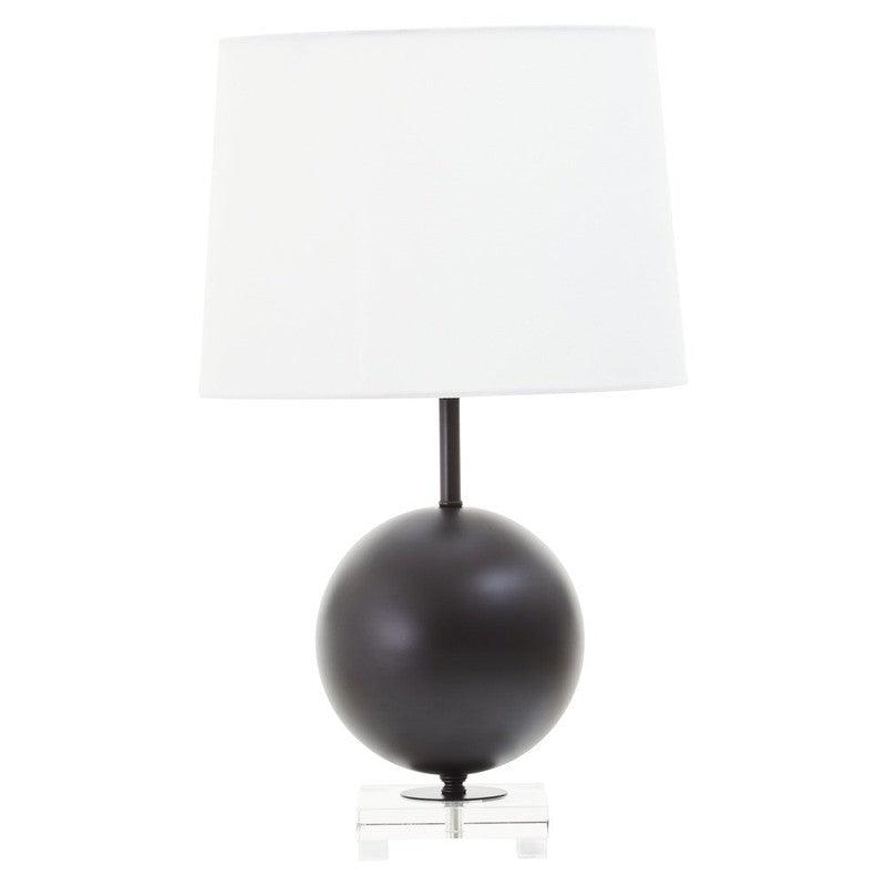 Bailey Sphere Table Lamp With Crystal Base And Linen Shade-Niro Home-Black-nirohome