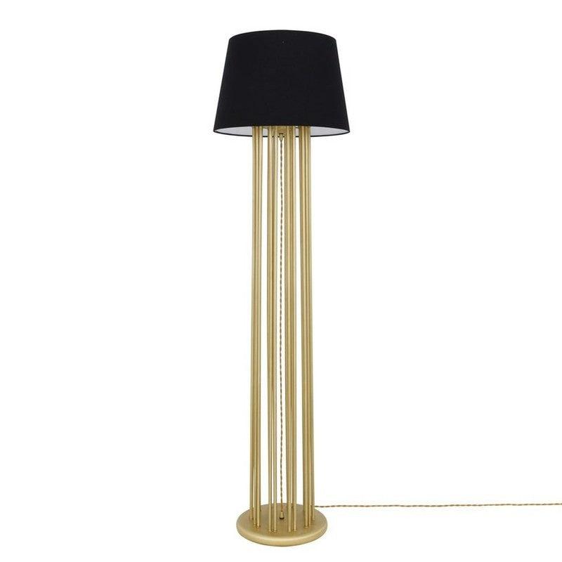 Banjul Brass Hotel Floor Lamp With Fabric Shade-Mullan Lighting-Black-nirohome