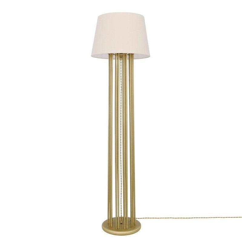 Banjul Brass Hotel Floor Lamp With Fabric Shade-Mullan Lighting-Cream-nirohome