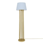 Banjul Brass Hotel Floor Lamp With Fabric Shade-Mullan Lighting-Grey-nirohome