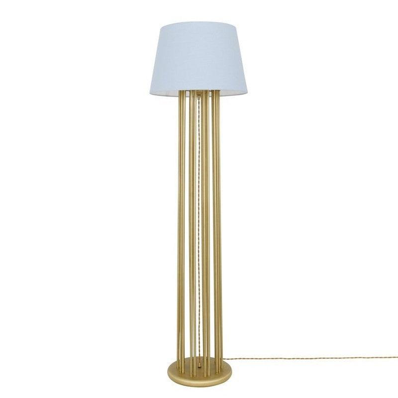 Banjul Brass Hotel Floor Lamp With Fabric Shade-Mullan Lighting-Grey-nirohome