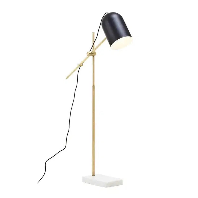 Barnett Adjustable Floor Lamp With Marble Base & Black Shade-Niro Home-nirohome