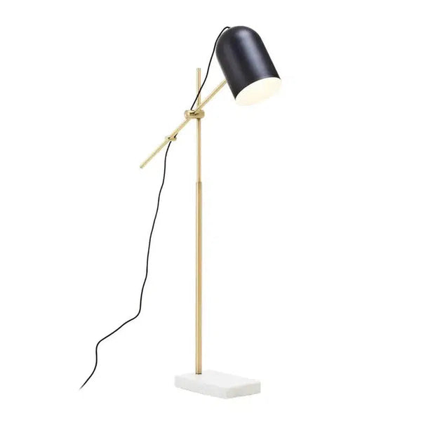 Barnett Adjustable Floor Lamp With Marble Base & Black Shade