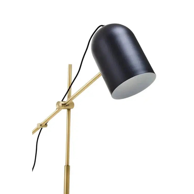 Barnett Adjustable Floor Lamp With Marble Base & Black Shade-Niro Home-nirohome