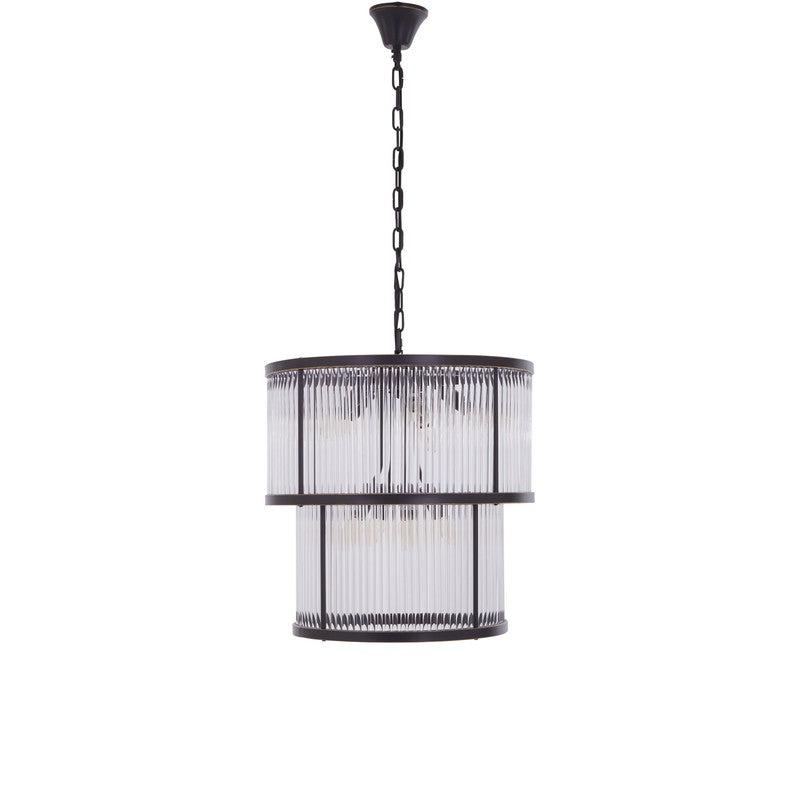 Barrett 2 Tier Ribbed Glass Chandelier-Niro Home-Antique Black-nirohome