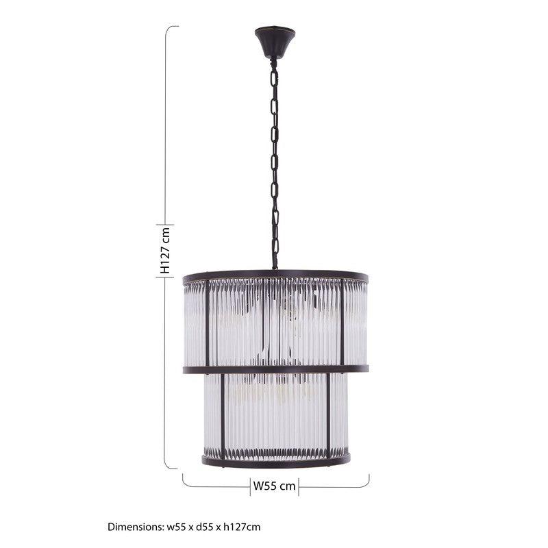 Barrett 2 Tier Ribbed Glass Chandelier-Niro Home-Nickel-nirohome