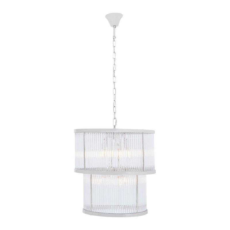 Barrett 2 Tier Ribbed Glass Chandelier-Niro Home-Nickel-nirohome