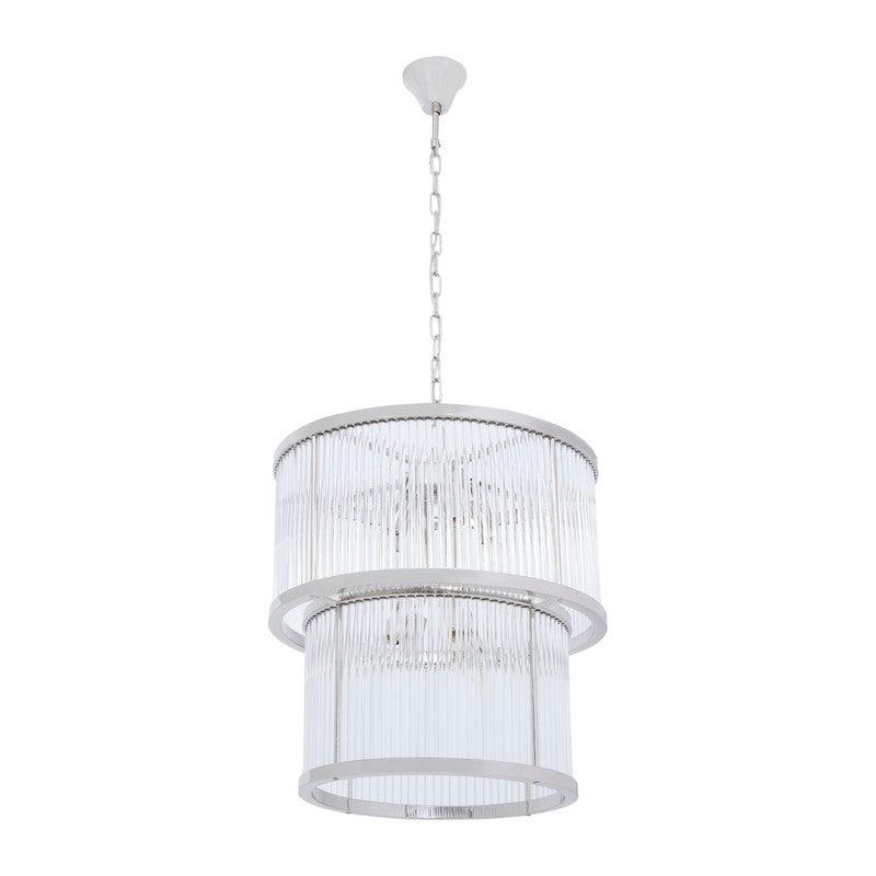 Barrett 2 Tier Ribbed Glass Chandelier-Niro Home-Nickel-nirohome