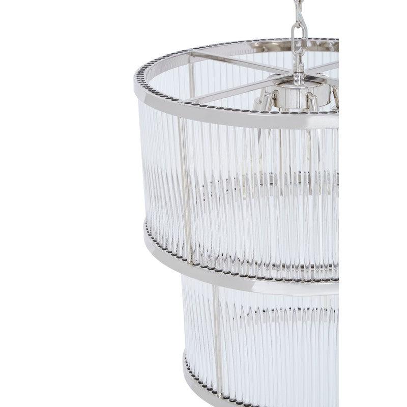 Barrett 2 Tier Ribbed Glass Chandelier-Niro Home-Nickel-nirohome