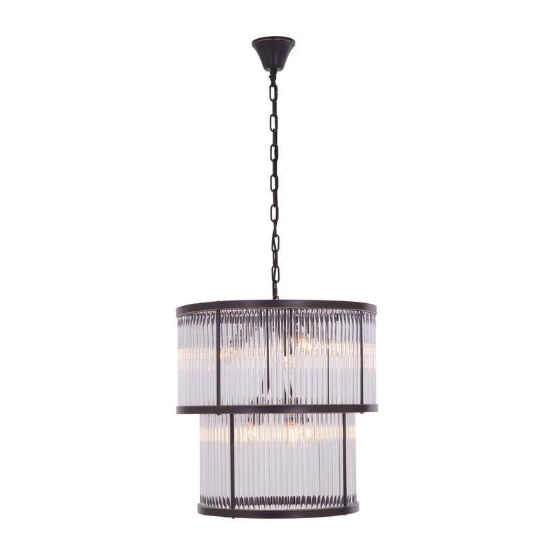 Barrett 2 Tier Ribbed Glass Chandelier-Niro Home-Nickel-nirohome