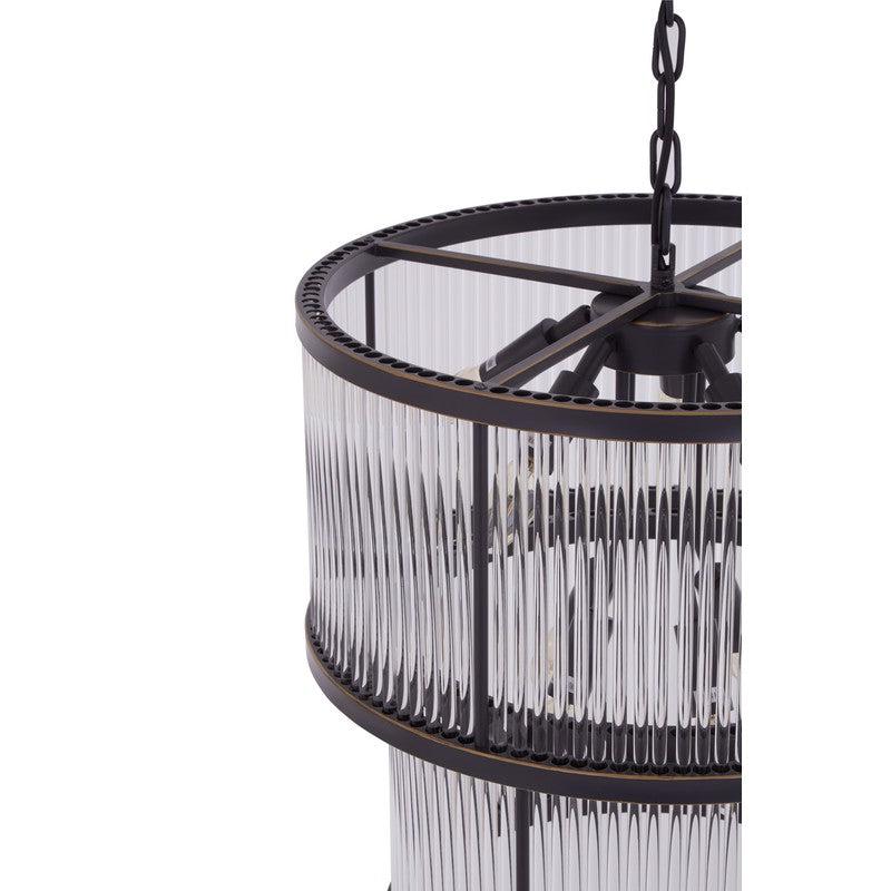 Barrett 2 Tier Ribbed Glass Chandelier-Niro Home-Nickel-nirohome