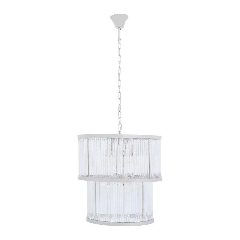 Barrett 2 Tier Ribbed Glass Chandelier-Niro Home-Nickel-nirohome