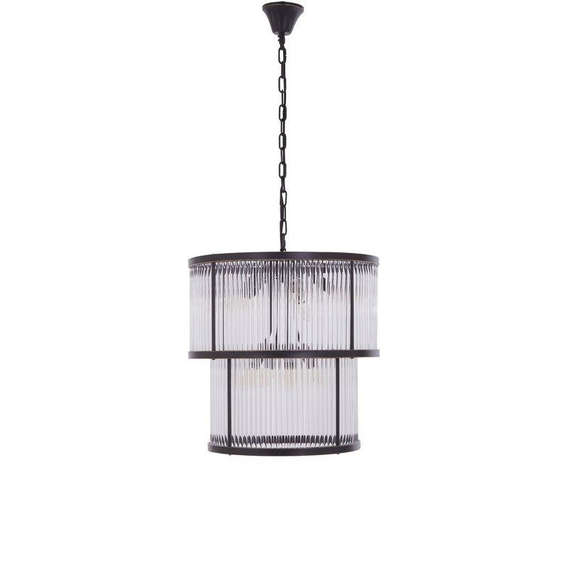 Barrett 2 Tier Ribbed Glass Chandelier-Wrenford & Co.-Antique Black-nirohome