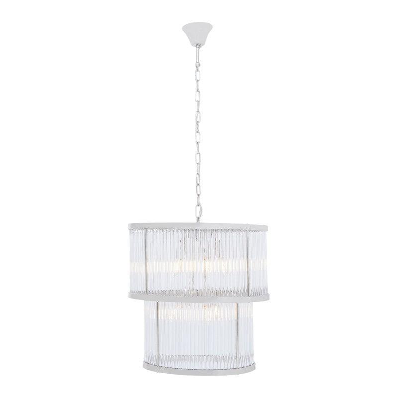 Barrett 2 Tier Ribbed Glass Chandelier-Wrenford & Co.-Nickel-nirohome