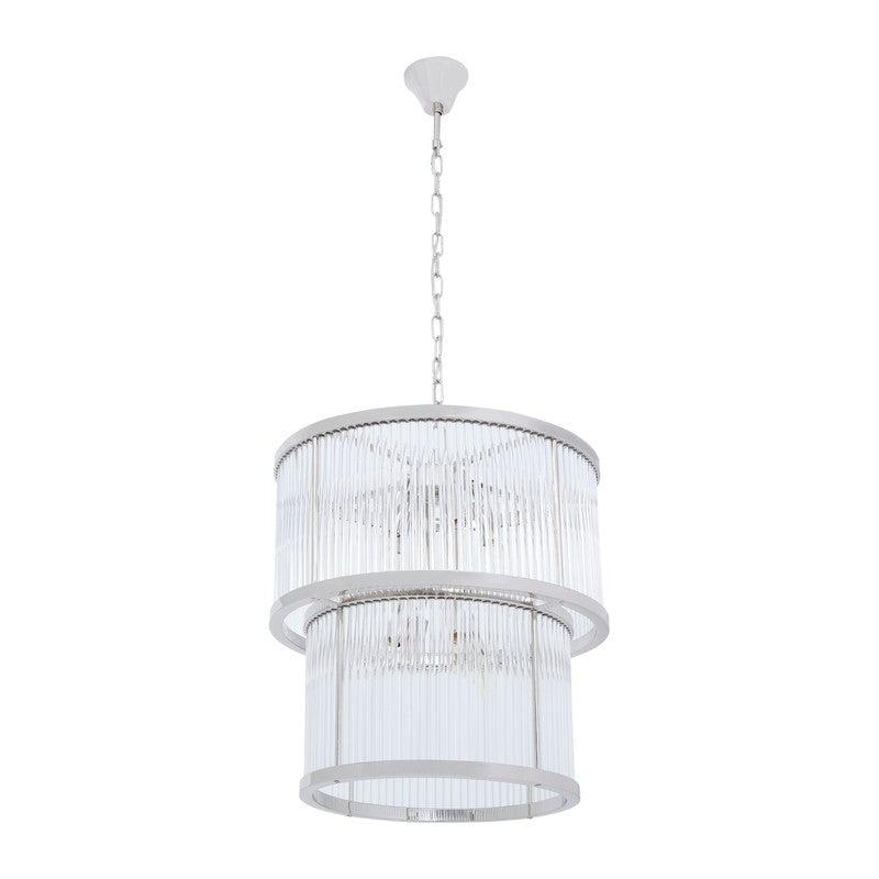 Barrett 2 Tier Ribbed Glass Chandelier-Wrenford & Co.-Nickel-nirohome