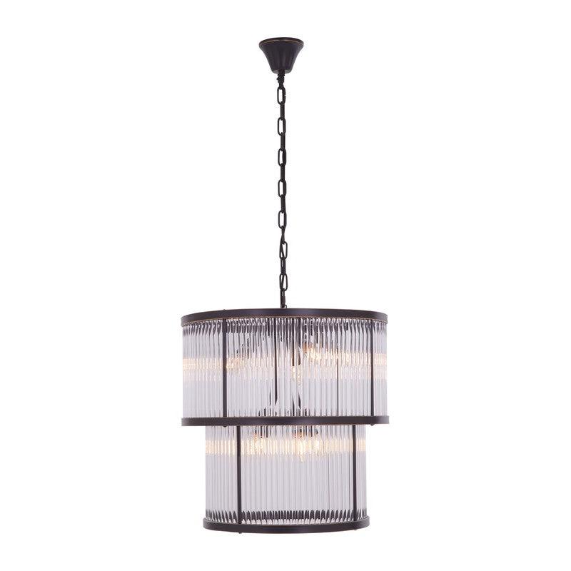 Barrett 2 Tier Ribbed Glass Chandelier-Wrenford & Co.-Nickel-nirohome