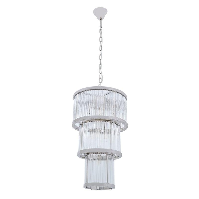 Barrett 3 Tier Glass Chandelier-Niro Home-Nickel-nirohome