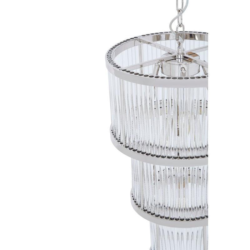 Barrett 3 Tier Glass Chandelier-Niro Home-Nickel-nirohome