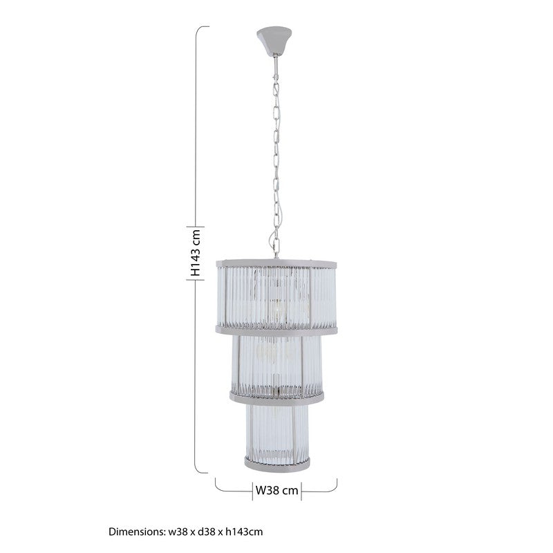 Barrett 3 Tier Glass Chandelier-Niro Home-Nickel-nirohome