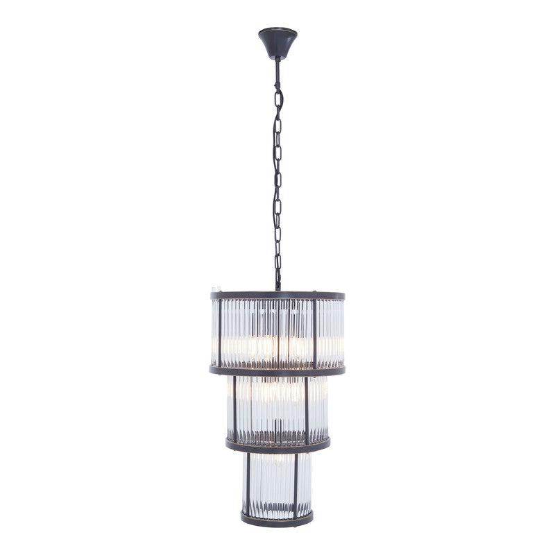 Barrett 3 Tier Glass Chandelier-Wrenford & Co.-Black-nirohome