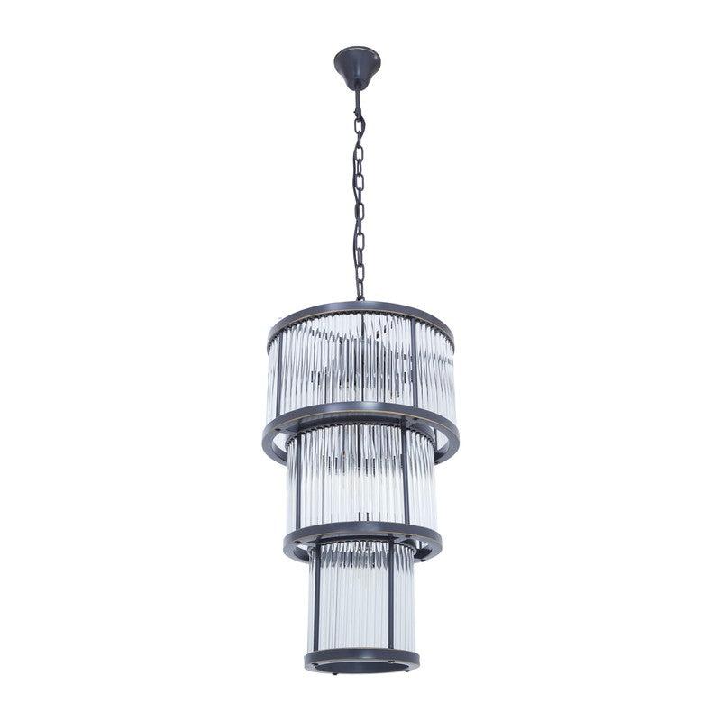 Barrett 3 Tier Glass Chandelier-Wrenford & Co.-Nickel-nirohome