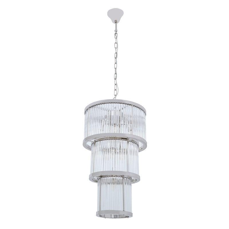 Barrett 3 Tier Glass Chandelier-Wrenford & Co.-Nickel-nirohome