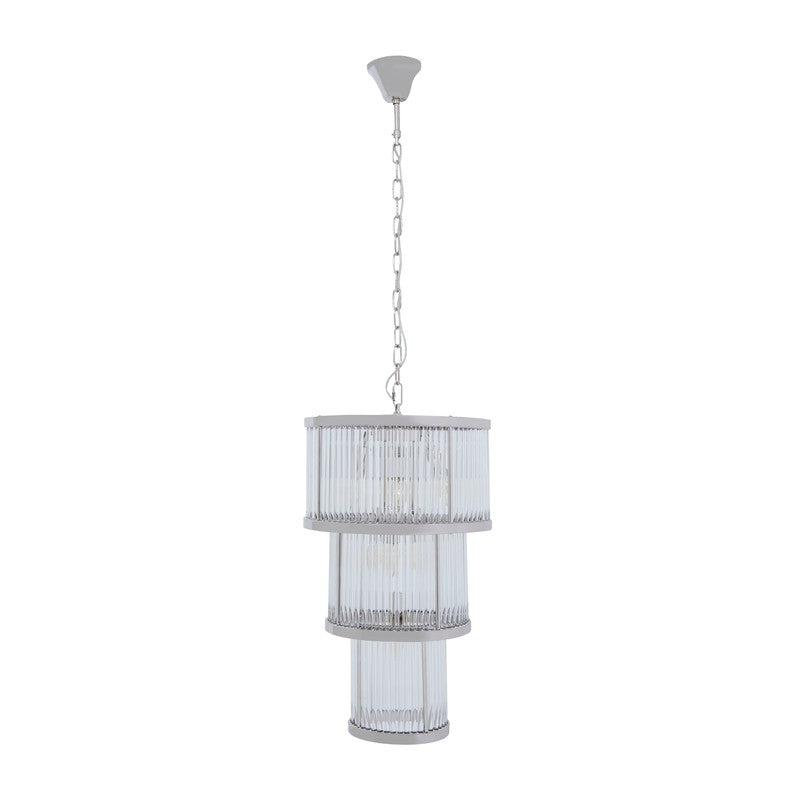 Barrett 3 Tier Glass Chandelier-Wrenford & Co.-Nickel-nirohome