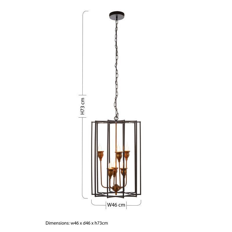Barton 6 Bulb Iron Star Chandelier-Wrenford & Co.-nirohome