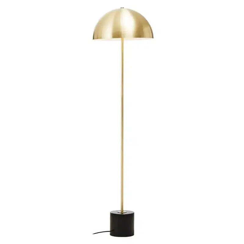 Barton Brushed Brass Mushroom Dome Floor Lamp with Black Marble Base-Niro Home-nirohome