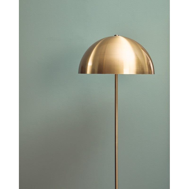 Barton Brushed Brass Mushroom Dome Floor Lamp with Black Marble Base-Niro Home-nirohome