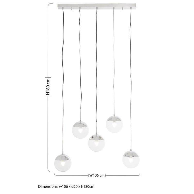 Bauer 5 Globe Linear Pendant Light-Niro Home-Black-nirohome