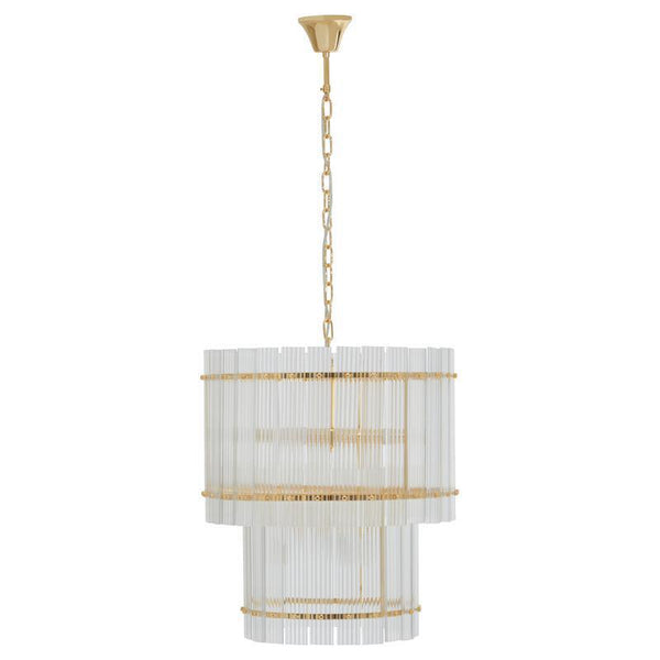 Baxter Gold Two Tier Fluted Glass Pendant Light