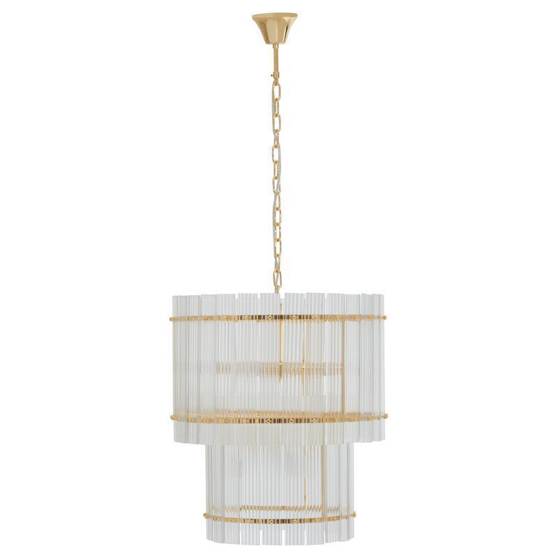 Baxter Gold Two Tier Fluted Glass Pendant Light-Wrenford & Co.-nirohome