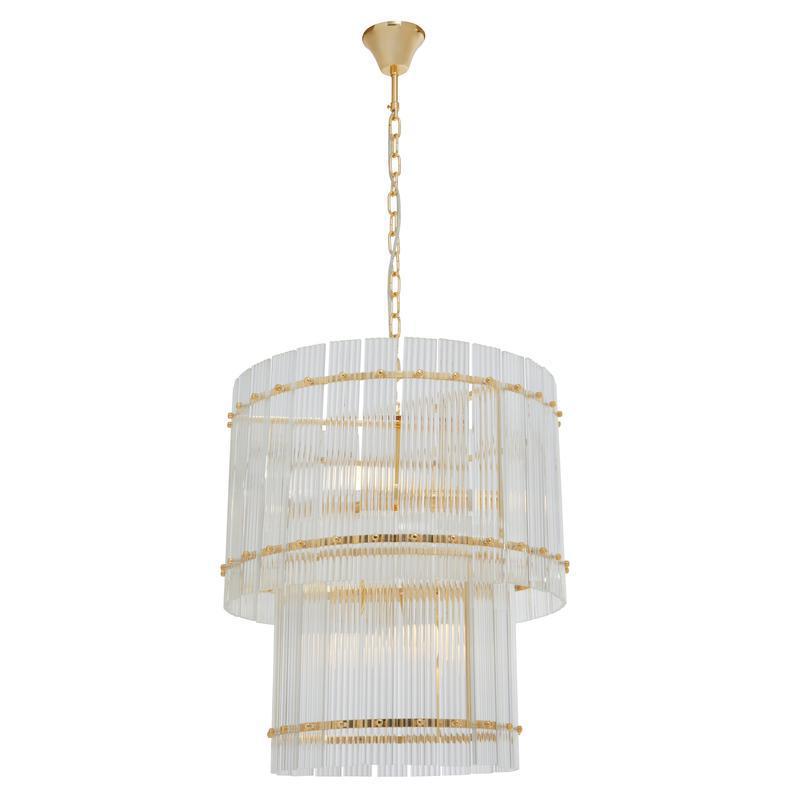 Baxter Gold Two Tier Fluted Glass Pendant Light-Wrenford & Co.-nirohome