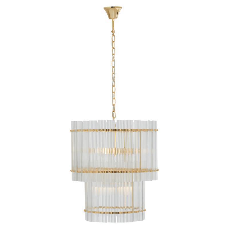 Baxter Gold Two Tier Fluted Glass Pendant Light-Wrenford & Co.-nirohome