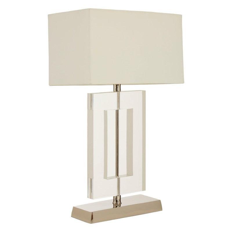 Berg Square Acrylic & Stainless Steel Table Lamp With Fabric Shade-Niro Home-nirohome