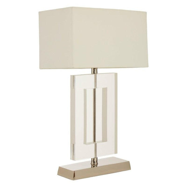 Berg Square Acrylic & Stainless Steel Table Lamp With Fabric Shade