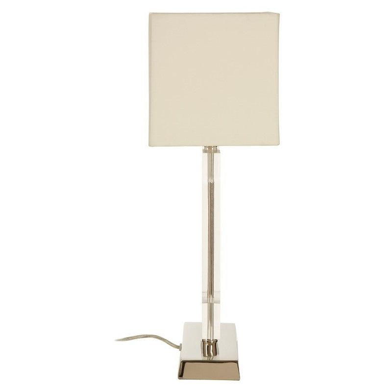 Berg Square Acrylic & Stainless Steel Table Lamp With Fabric Shade-Niro Home-nirohome