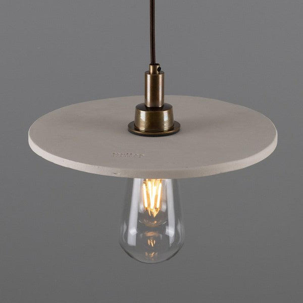 Bog Oak Organic Ceramic White Disc Bathroom Pendant Light, IP44