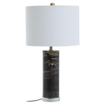 Bowman Black Marble Column Table Lamp With Ivory Shade-Niro Home-Chrome-nirohome