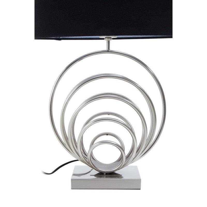 Bradshaw Geometric Chrome Table Lamp With Black Linen Shade-Niro Home-nirohome