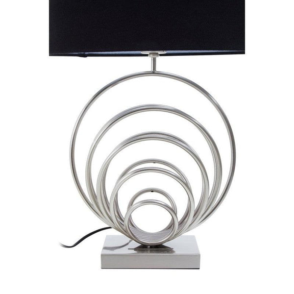 Bradshaw Geometric Chrome Table Lamp With Black Linen Shade