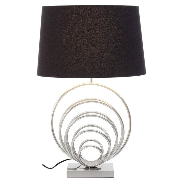 Bradshaw Geometric Chrome Table Lamp With Black Linen Shade