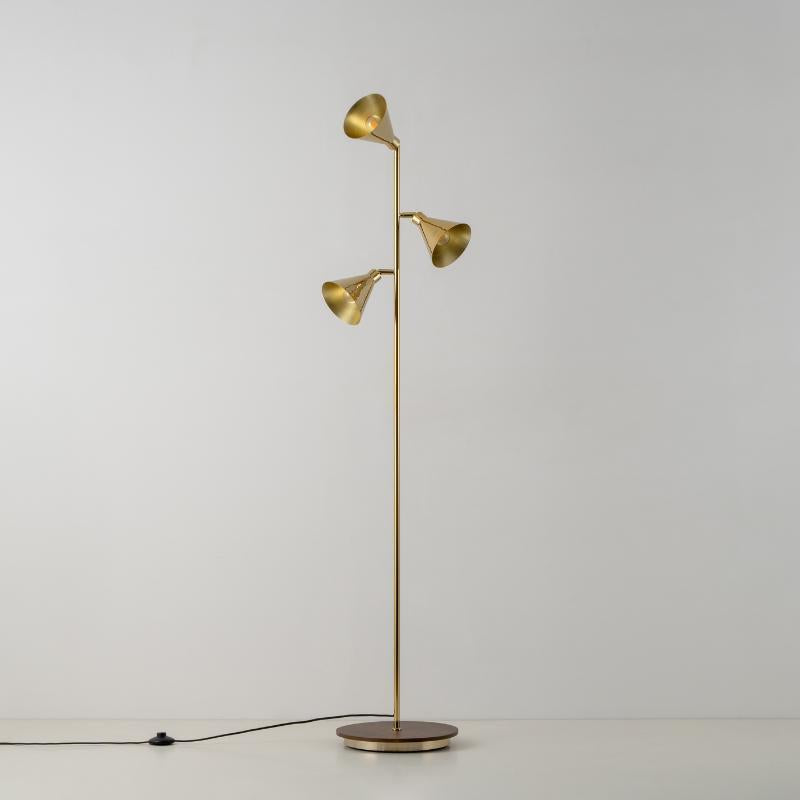 Brass Cone Floor Lamp With Adjustable Shades-Houseof.-nirohome