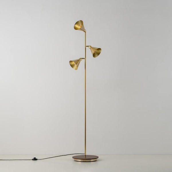 Brass Cone Floor Lamp With Adjustable Shades