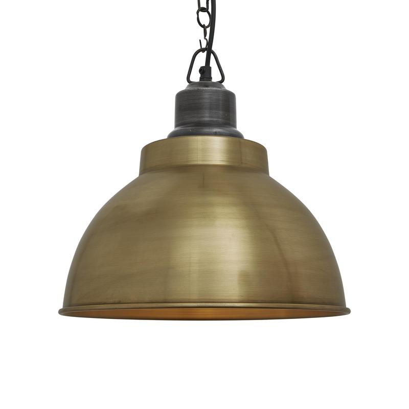 Brooklyn Dome Pendant Light - 13 Inch-Industville-Brass-Pewter Chain Holder-nirohome