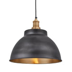 Brooklyn Dome Pendant Light - 13 Inch-Industville-Pewter & Brass-Brass-nirohome