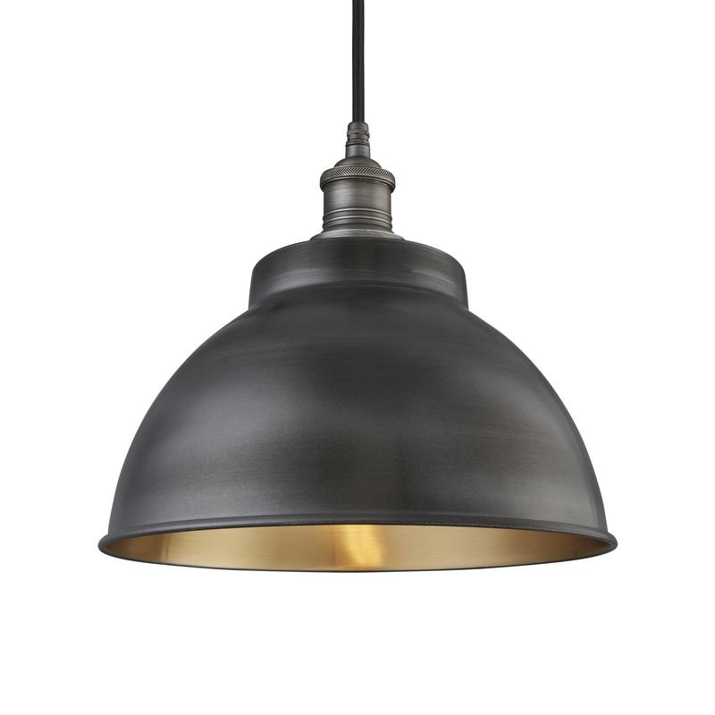 Brooklyn Dome Pendant Light - 13 Inch-Industville-Pewter & Brass-Pewter-nirohome